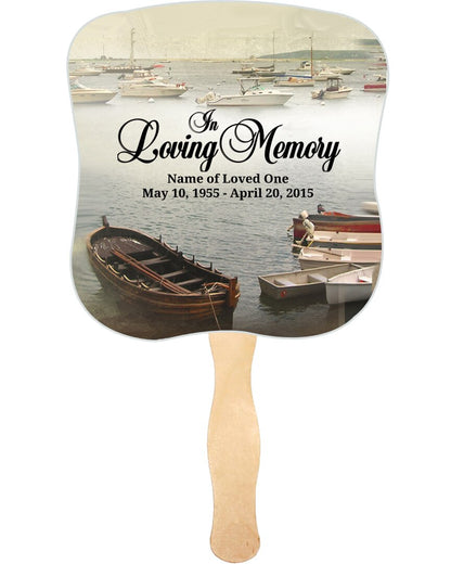 Fishing Cardstock Memorial Fan With Wooden Handle (Pack of 10).