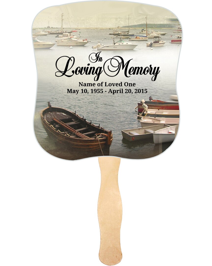 Fishing Cardstock Memorial Fan With Wooden Handle (Pack of 10).