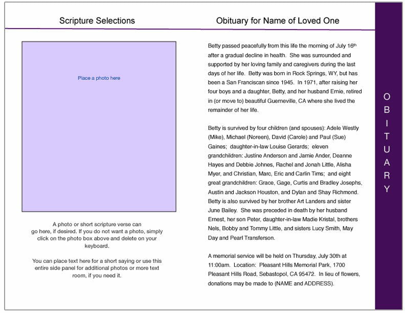 Imagine 8-Sided Funeral Graduated Program Template.
