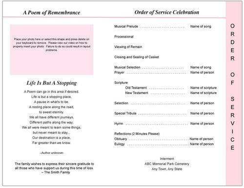 Pearls 8-Sided Funeral Graduated Program Template.