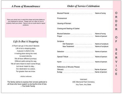 Pearls 8-Sided Funeral Graduated Program Template.