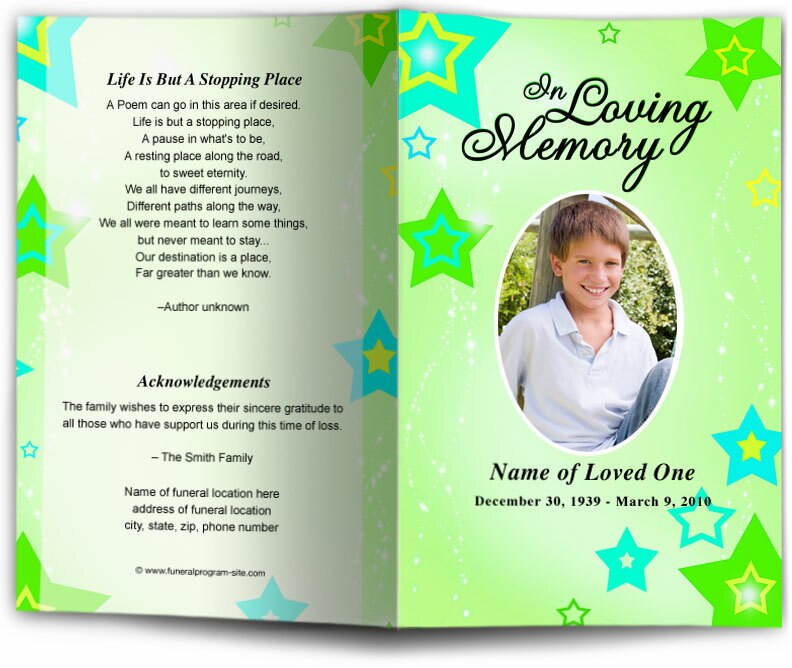 Starry Funeral Program Template.