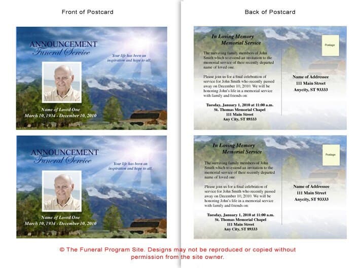 Outdoor Funeral Announcement Postcard Template.