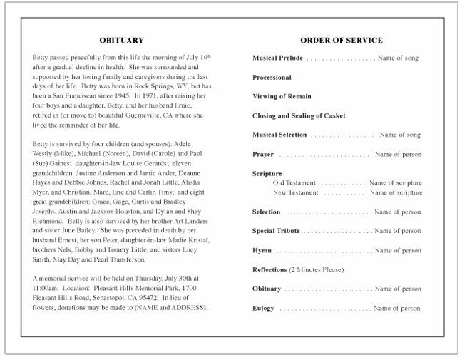 Accent Funeral Program Template.