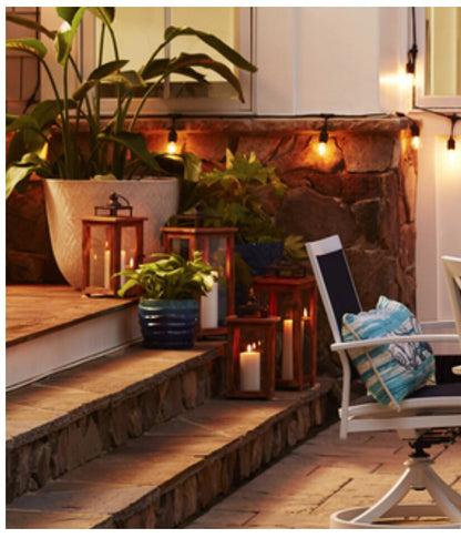 Solid Wood Outdoor Memorial Lantern With Wax Candle.