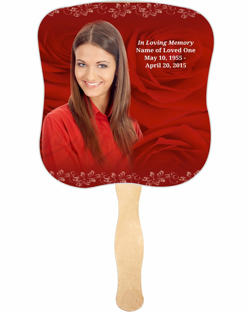 Passion Cardstock Memorial Fan With Wooden Handle (Pack of 10).