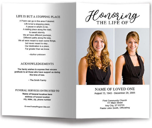 Duo Photo Funeral Program Template.