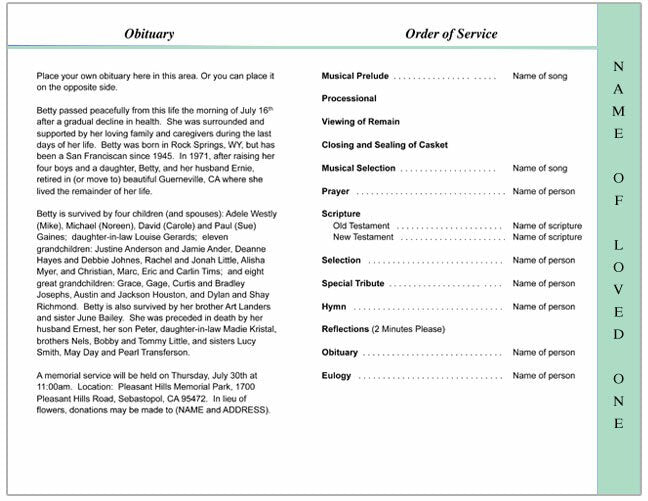 Allison 4-Sided Graduated Funeral Program Template.
