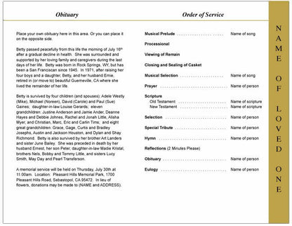 24K 4-Sided Graduated Funeral Program Template.