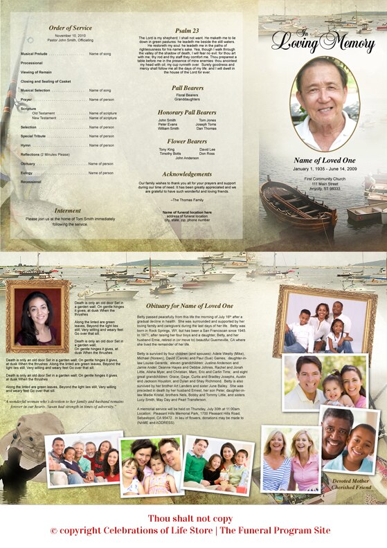 Fishing Trifold Funeral Brochure Template.