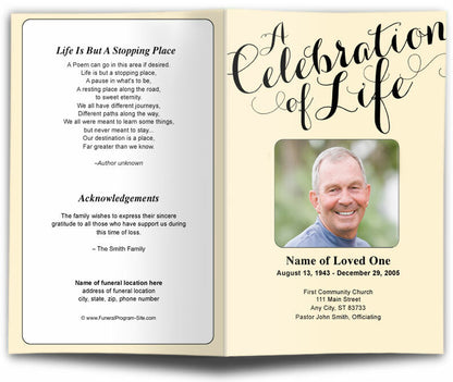 Celebration of Life Funeral Program Template.