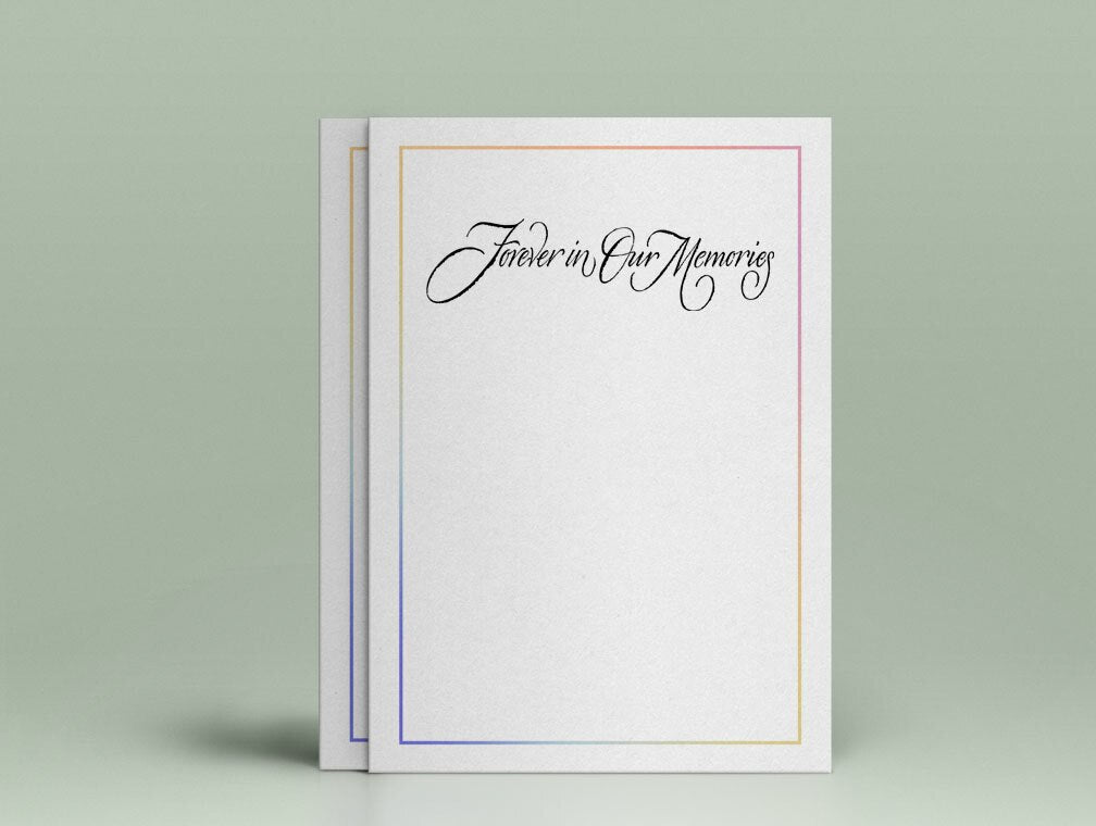 Forever in Our Memories (1 Line) Funeral Program Title.