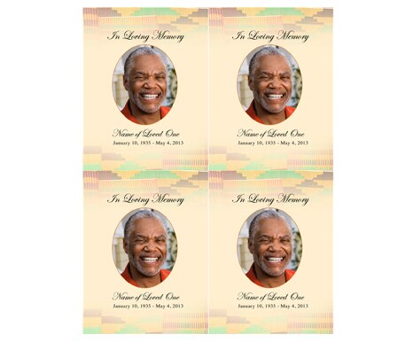 Ashanti Small Memorial Card Template.