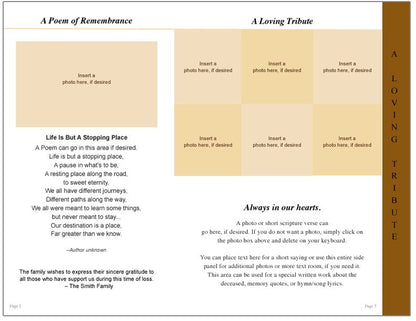 Footprints 8-Sided Graduated Funeral Program Template.