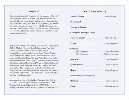 Allegro Funeral Program Template.