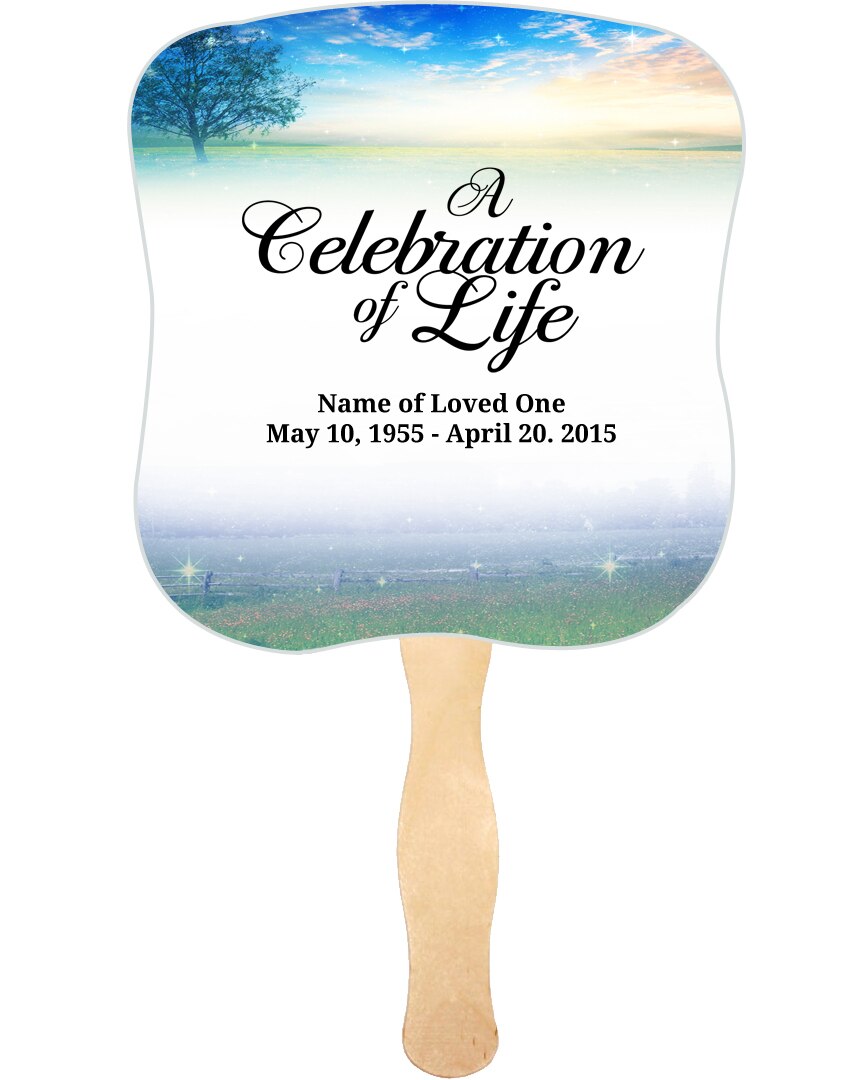 Destiny Cardstock Memorial Fan With Wooden Handle (Pack of 10).