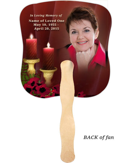 Candlelight Cardstock Memorial Fan With Wooden Handle (Pack of 10).