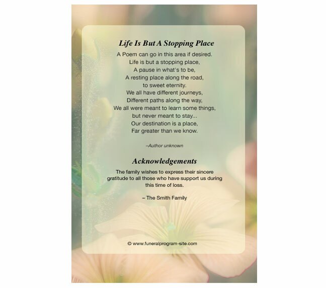 Floral 4-Sided Graduated Funeral Program Template.