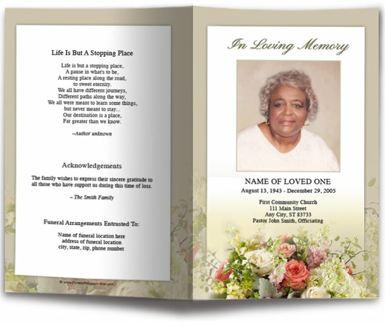 Botanical Funeral Program Template.