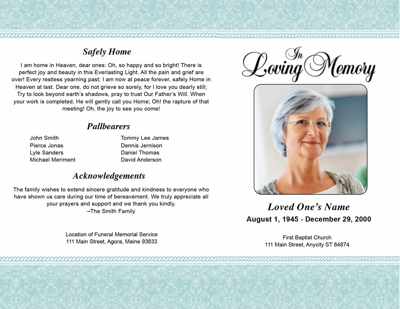 Alexa 4-Sided Graduated Funeral Program Template.