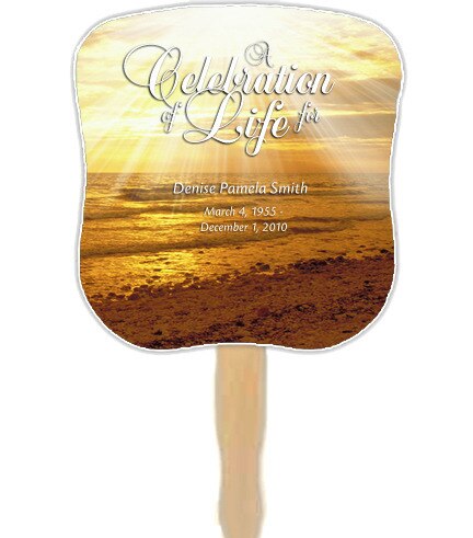 Shine Cardstock Memorial Fan With Wooden Handle (Pack of 10).