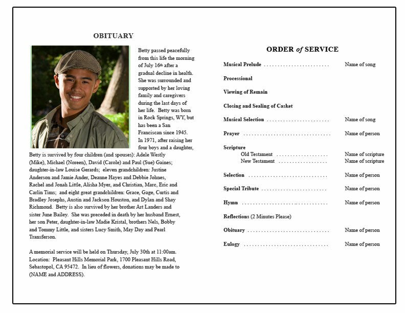 Monogram O Leaves Funeral Program Template.