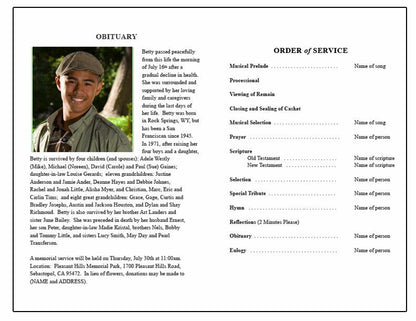Monogram O Leaves Funeral Program Template.