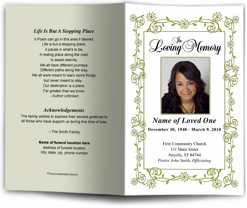 Branches Funeral Program Template.