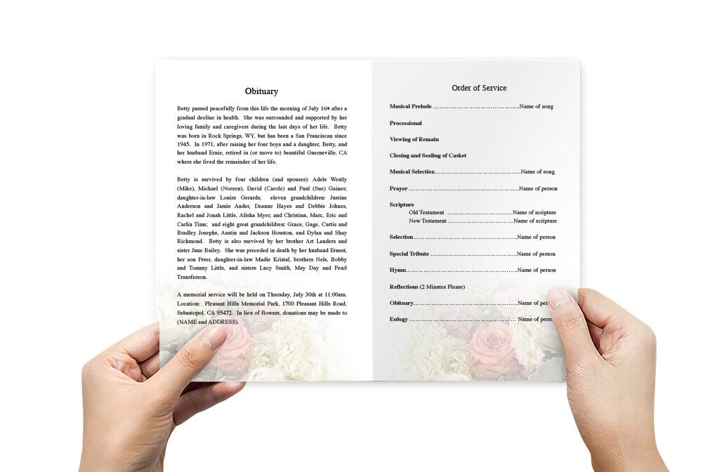 Botanical Funeral Program Template.