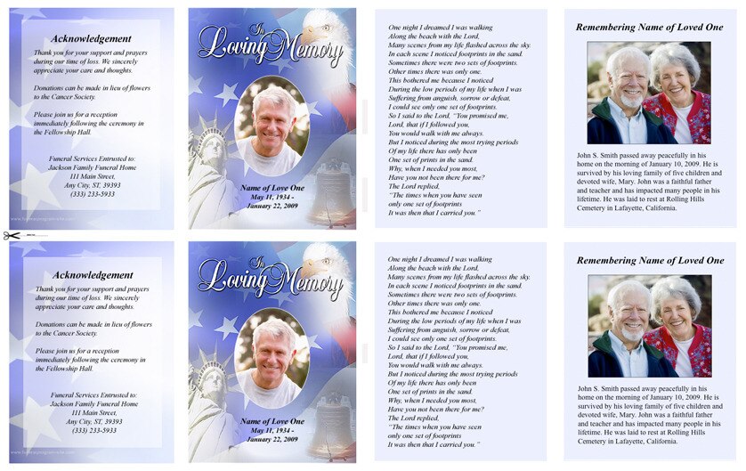 Patriot Small Memorial Card Template.