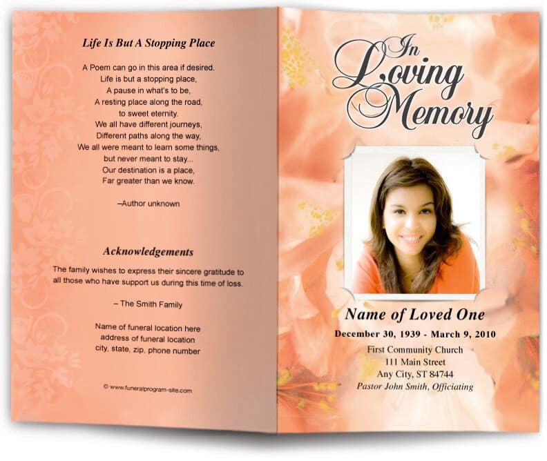 Lavender Funeral Program Template.