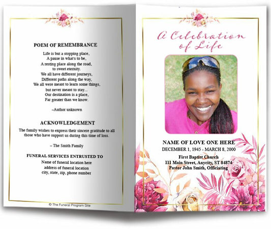 Crystal Watercolor Funeral Program Template.