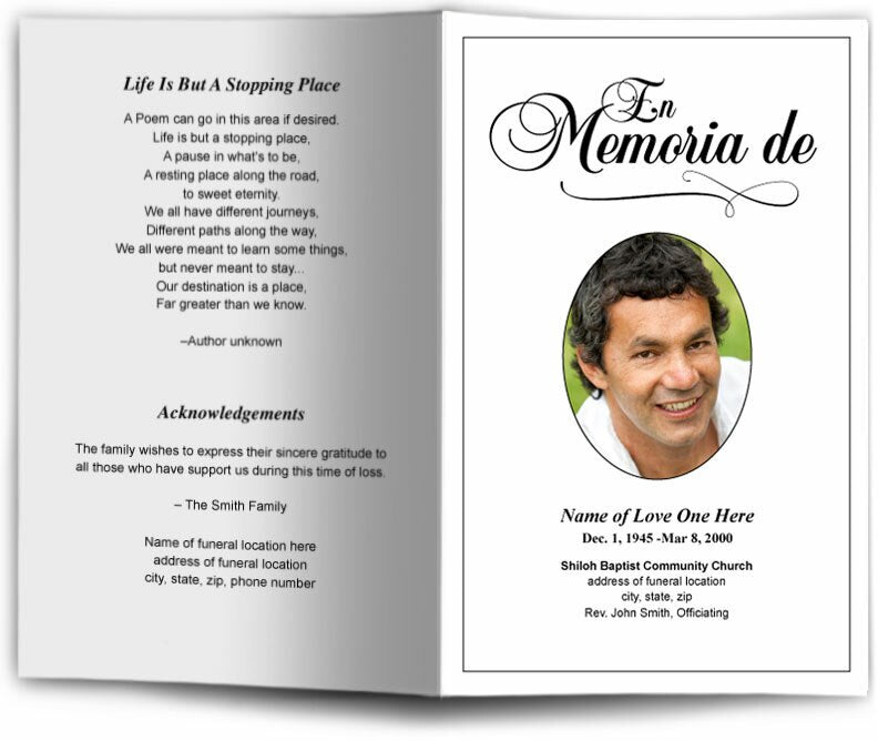 Spanish Funeral Program En Memoria De Funeral Program Template