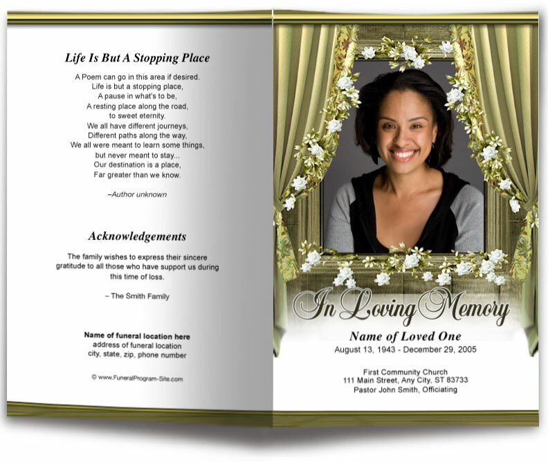 Drape Funeral Program Template.