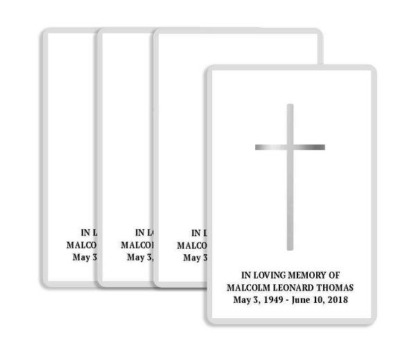 Metallic Gold or Silver Funeral Prayer Card Design Print (Pack of 50