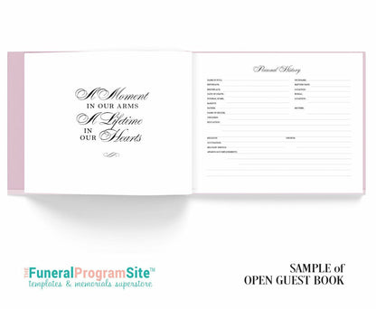 A Moment In Our Arms Linen Funeral Guest Book