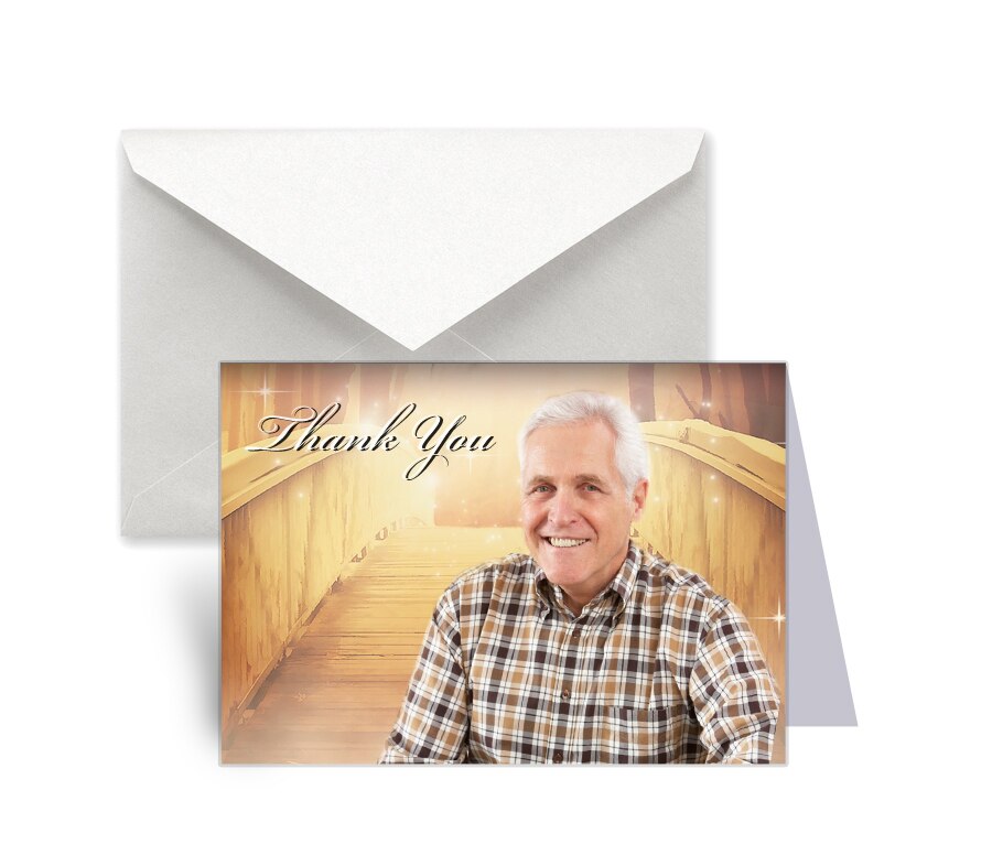 Bridge Crossing Funeral Thank You Card Design & Print (Pack of 50).