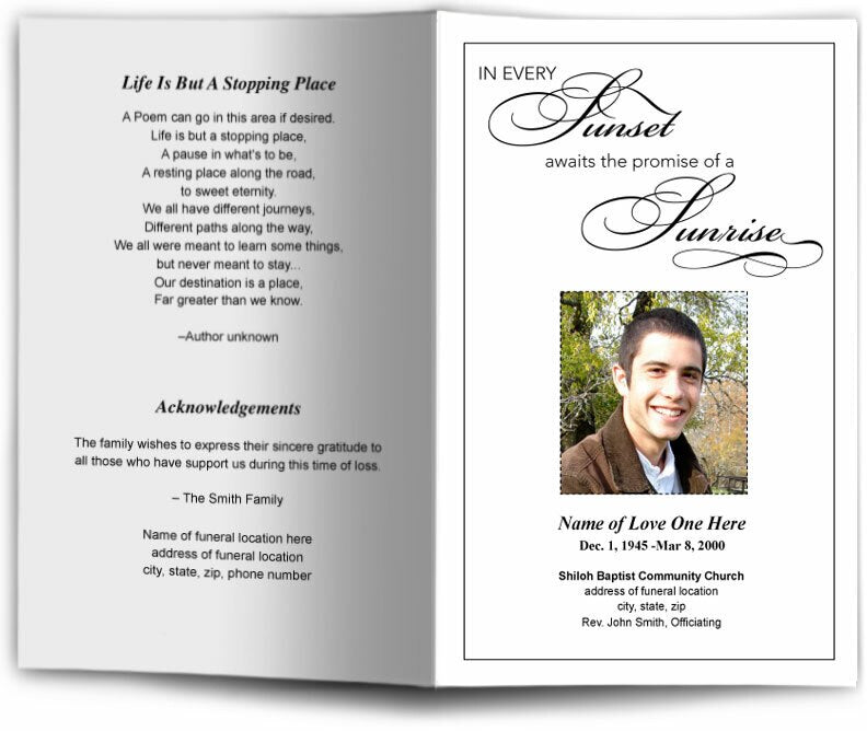 Sunset Funeral Program Template.