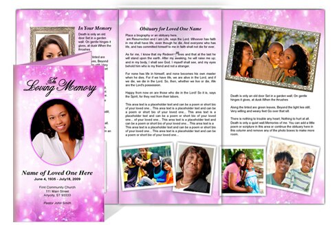 Glitter TriFold Funeral Brochure Template.