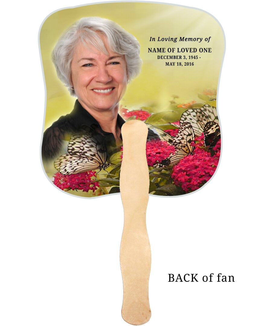 Bouquet Cardstock Memorial Fan With Wooden Handle (Pack of 10).