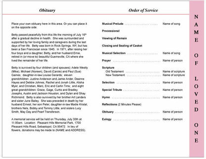 Pearls Letter 4-Sided Graduated Funeral Program Template.