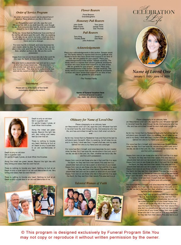 Floral TriFold Funeral Brochure Template.
