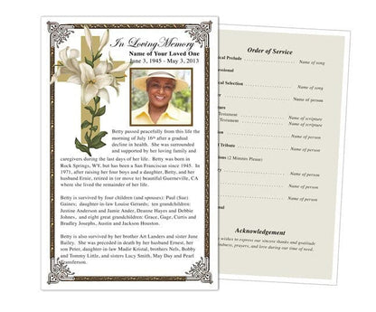 Bethany Funeral Flyer Template.