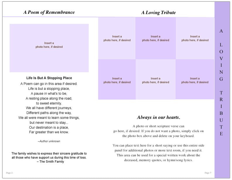 Beloved 8-Sided Graduated Funeral Program Template.