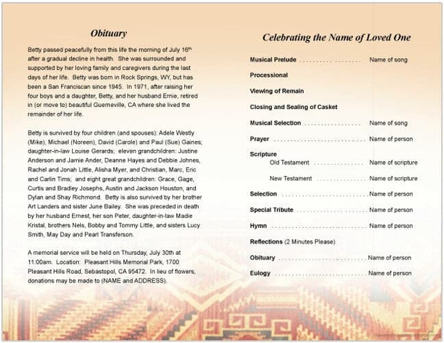 Impala Funeral Program Template.