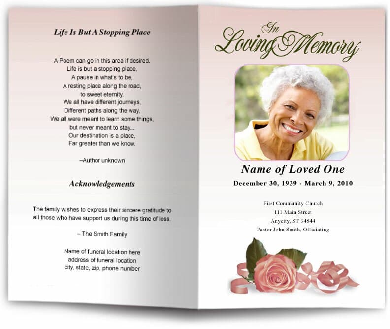 Memory Funeral Program Template.