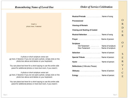 Floral 8-Sided Graduated Funeral Program Template.