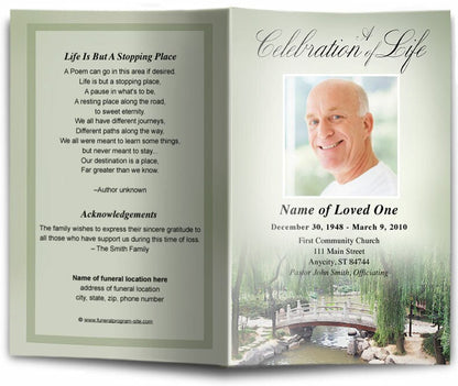Bridge Funeral Program Template.