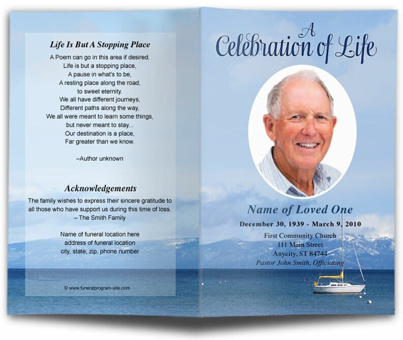 Tahoe Funeral Program Template.