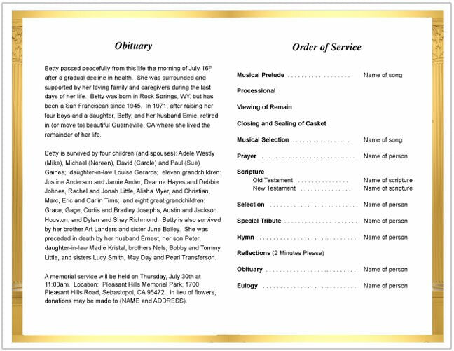 Kingdom Funeral Program Template.